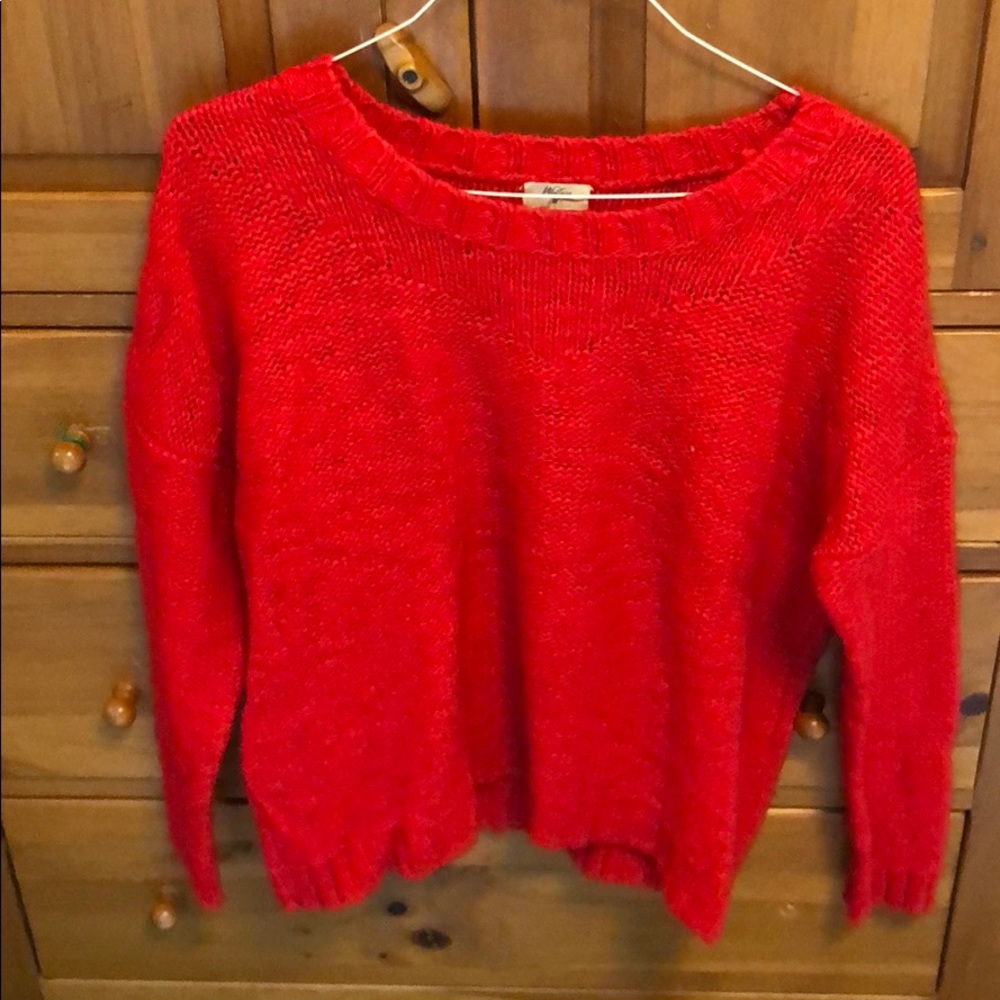 Bright red oversized sweater!